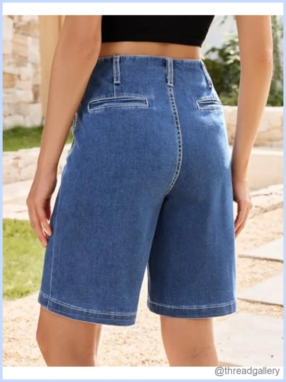 Vetinee High Waisted Bermuda Shorts for Women Button Fly 10
